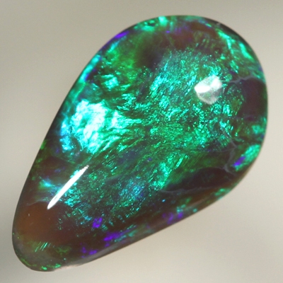 SOLID BLACK OPAL Bright golden green and purple blue